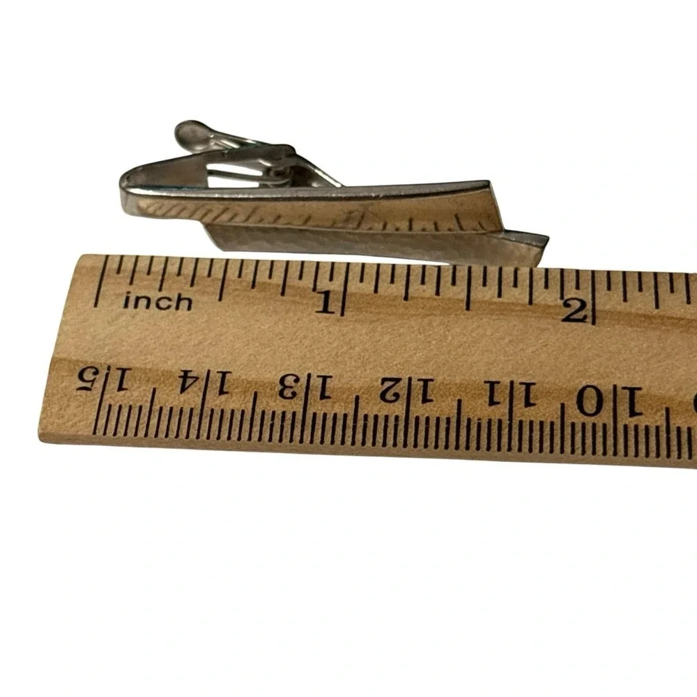 Vintage Cufflinks Tie Bar Signed Anson & Foster Mens Silver‎ Tone Classic Formal